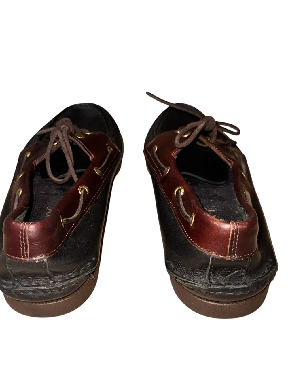 Sperry Men's 11.5 Top-Sider Original 2-Eye Boat Shoe Black And Brown Leather